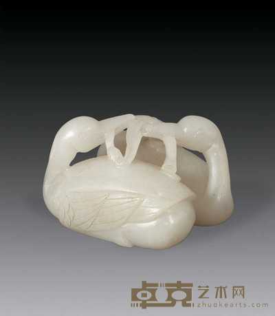 清中后期 白玉双鹅摆件 长7cm